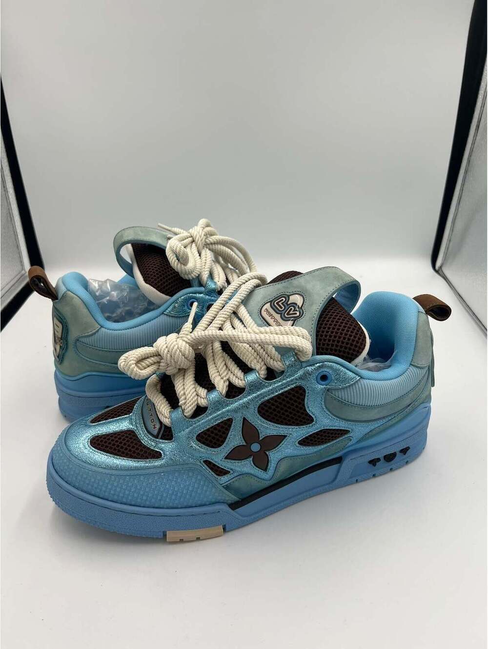 Louis Vuitton LV Skate Sneaker Blue Brown Authentic Size 10